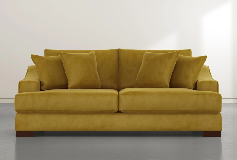 Lodge 96 Inch Gold Velvet Sofa with Cushions