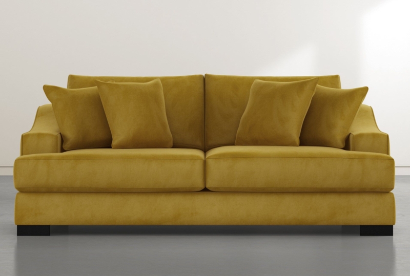 Lodge Yellow Velvet Queen Sleeper Sofa Bed