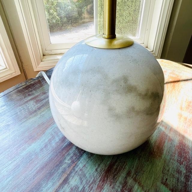 LOT 7 Pair Modern Design Table Lamps by Simon Blake Marble Ball Base ...