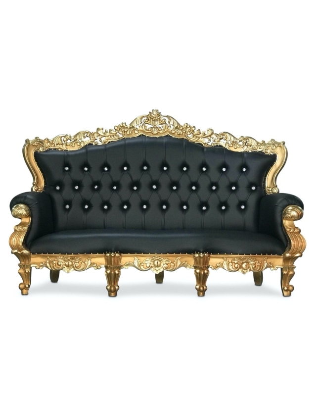 Luxurious Black and Gold Baroque Style Sofa