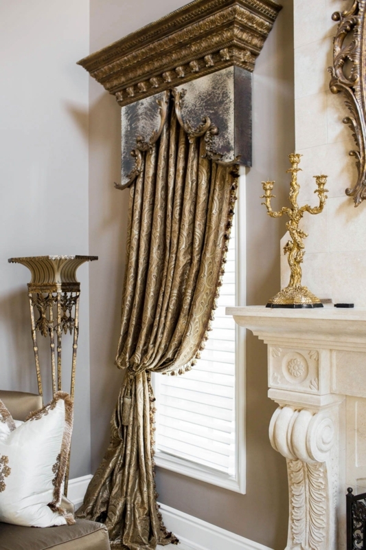 Luxurious Custom Drapery with Ornate Valance Design