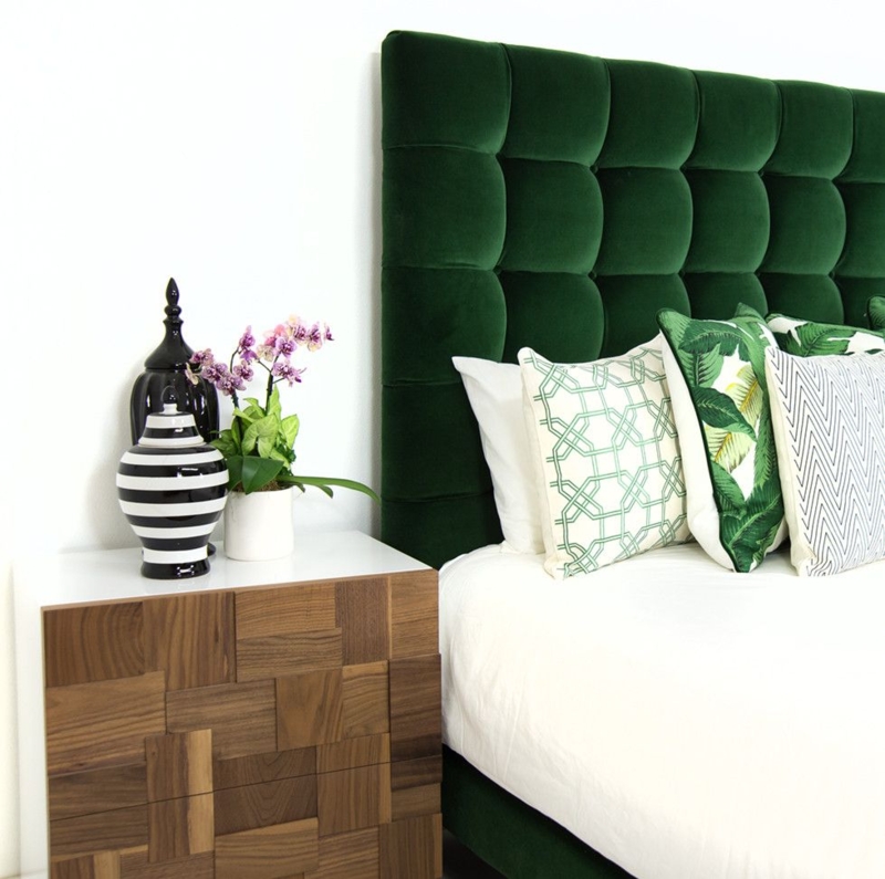 Luxurious Emerald Green Velvet Bed Frame Design