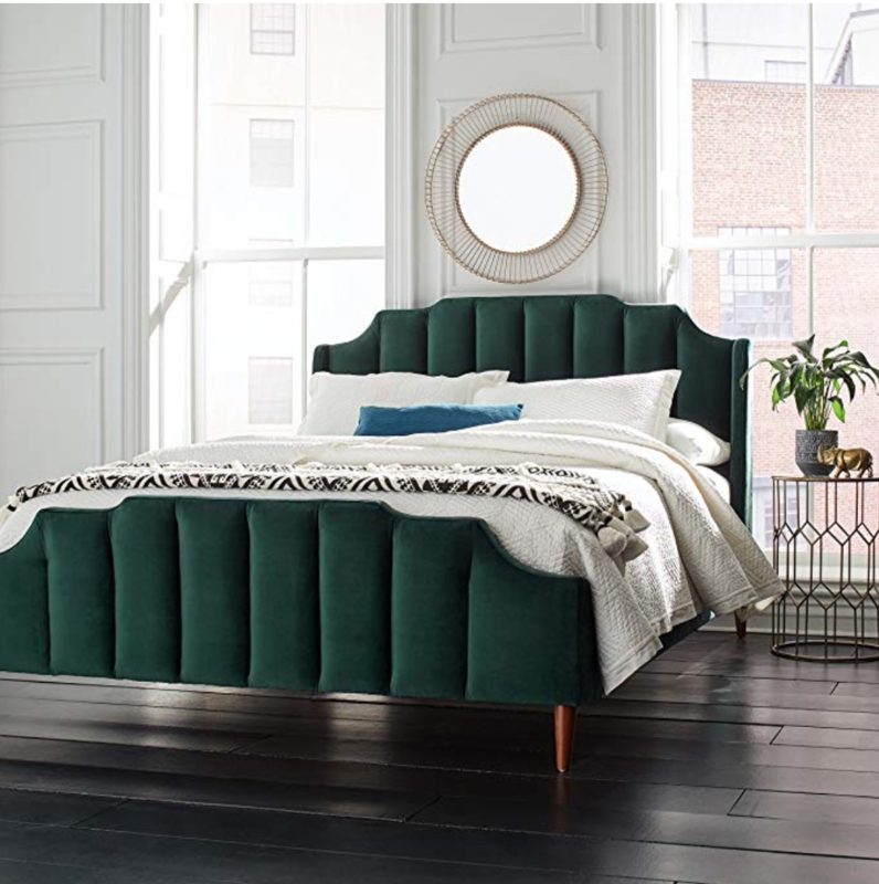 Luxurious Emerald Green Velvet Upholstered Bed Frame