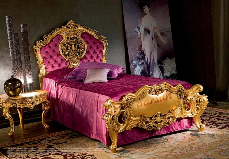 Luxurious Gold and Velvet Royal Bedroom Set