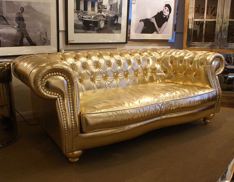 Luxurious Gold Chesterfield Sofa with Classic Design