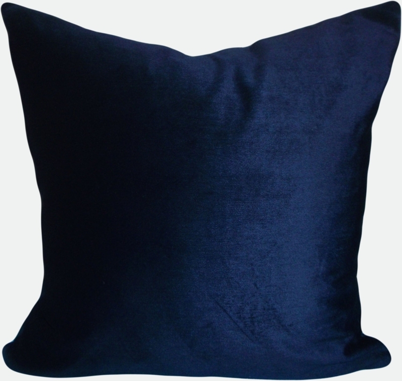 Luxurious Navy Blue Velvet Throw Pillow Cover