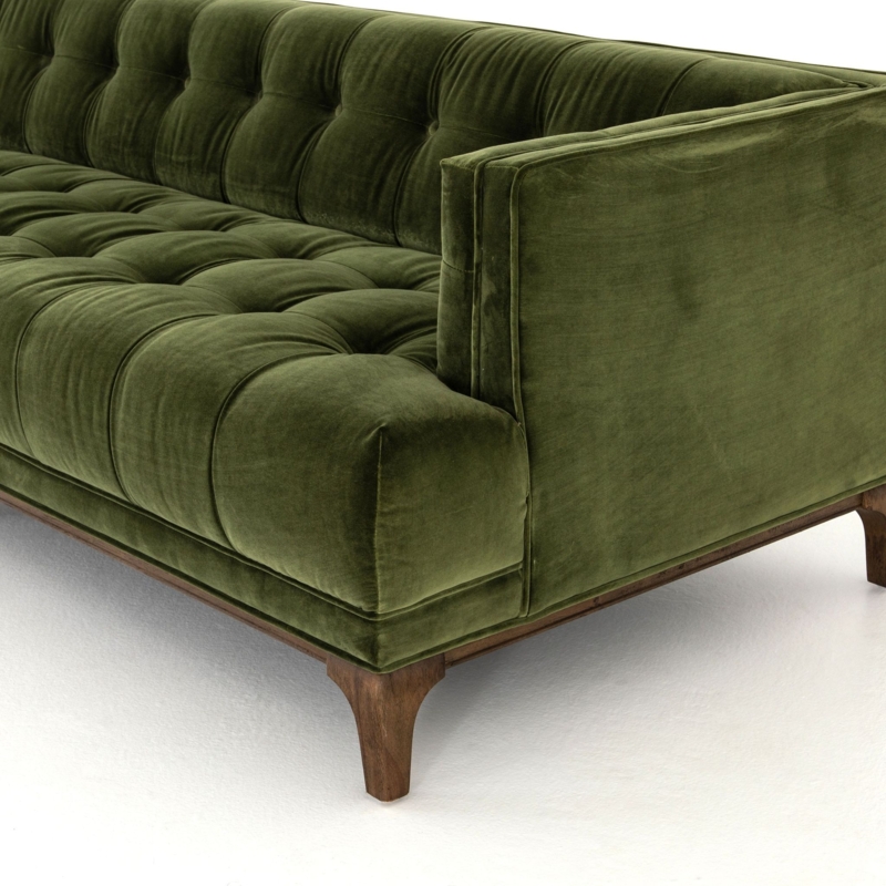 Luxurious Olive Green Velvet Sofa Bed