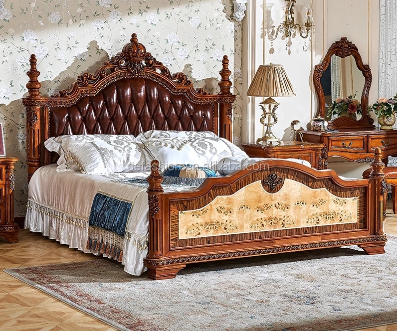 Luxury Antique Royal Furniture Wooden Double Bed Designs - Buy Wooden ...
