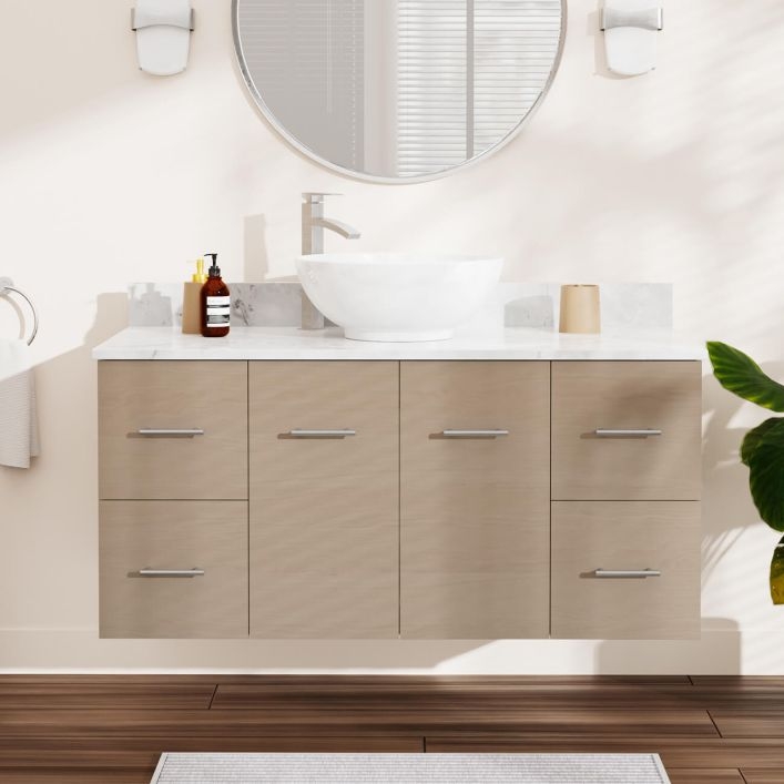 Mia 48 Inch Light Oak Single Sink Floating Console Vanity | VTB