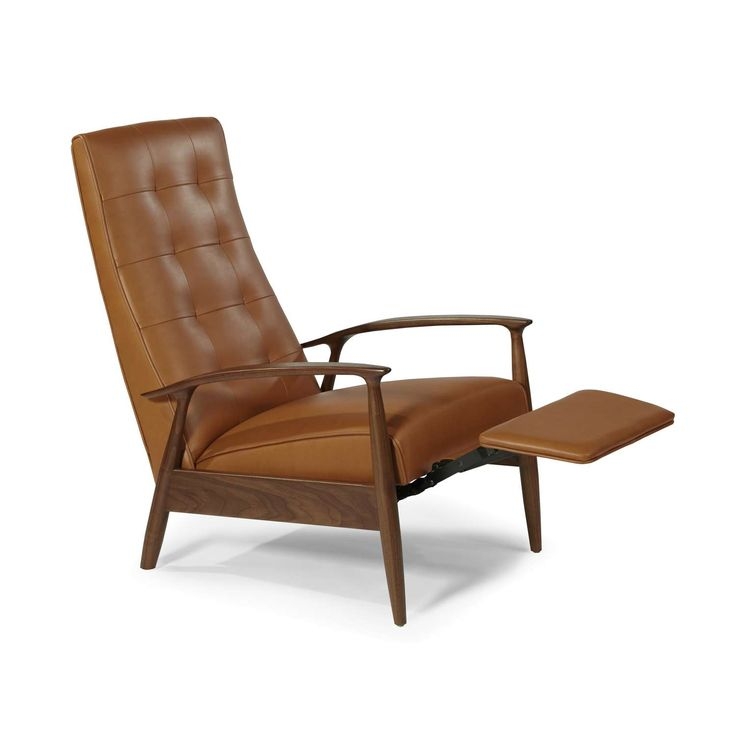 Mid-Century Modern Brown Leather Recliner Chair