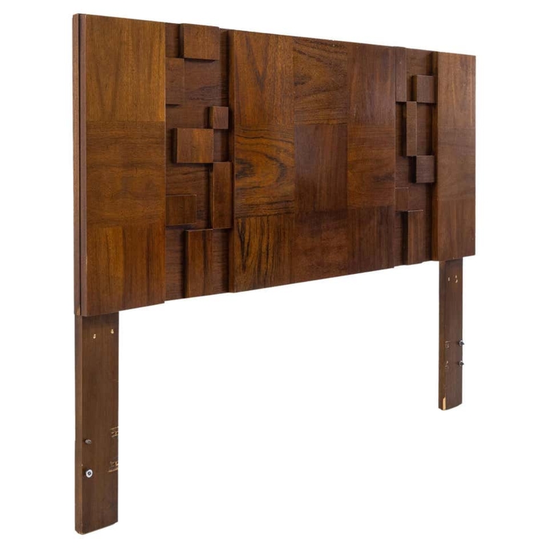 Mid-Century Modern Burled Olive Wood Headboard