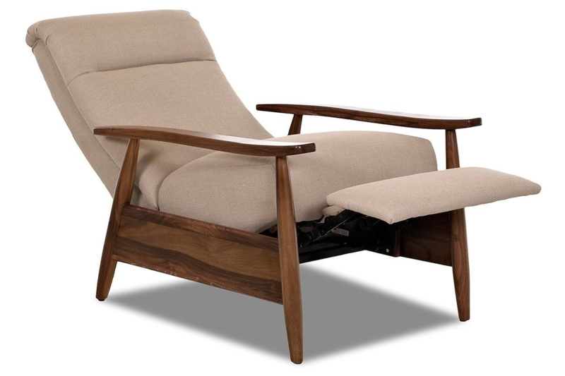 Mid-Century Modern Fabric Recliner Chair with Wood Frame