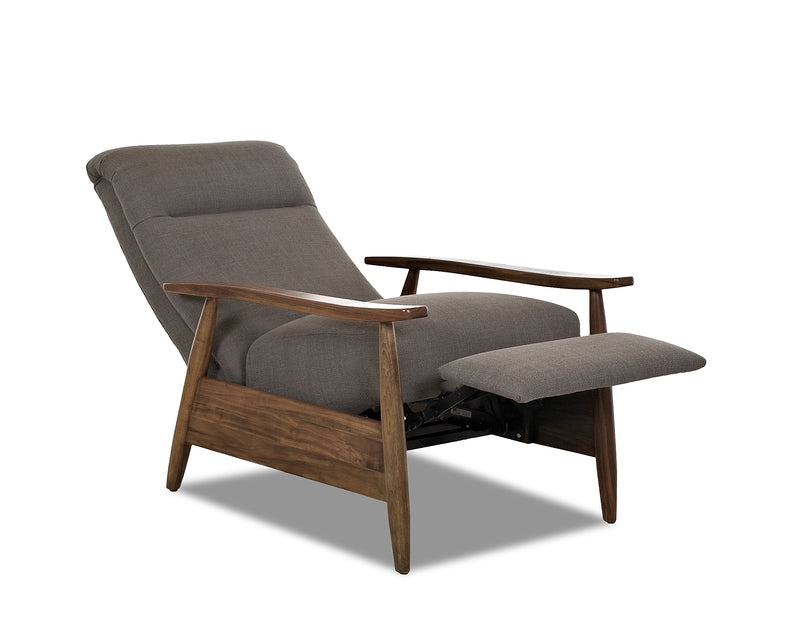Mid-Century Modern Grey Recliner Chair with Wood Frame