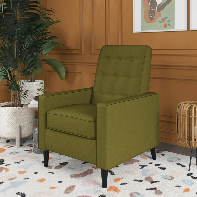 Mid-Century Modern Olive Green Recliner Chair