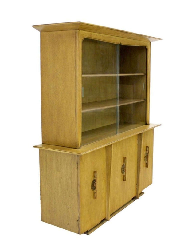 Mid Century Modern Oriental Mahogany China Cabinet at 1stDibs