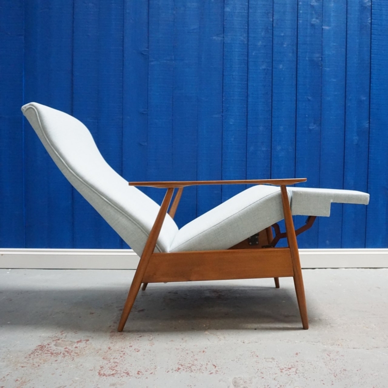 Mid Century Modern Recliner Armchair with Wooden Frame