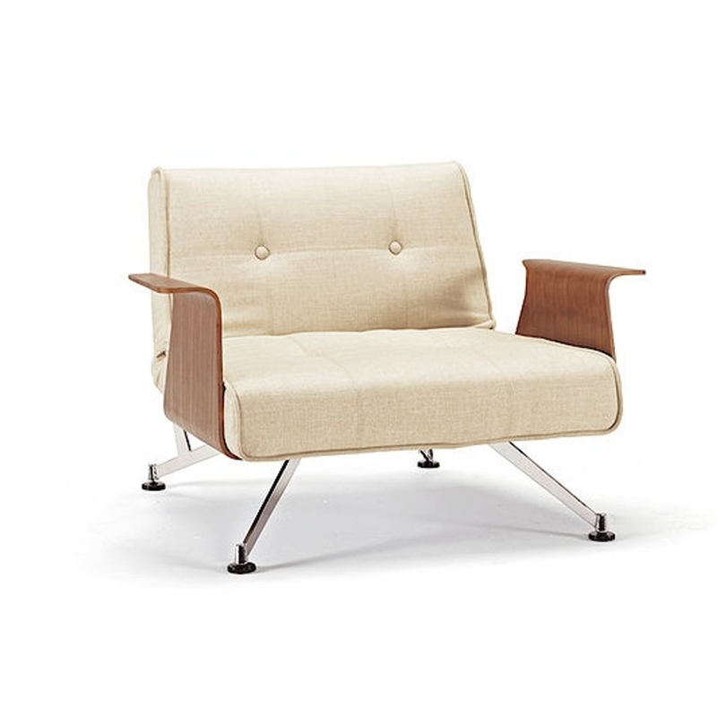 Mid-Century Modern Recliner Chair with Wood Arms