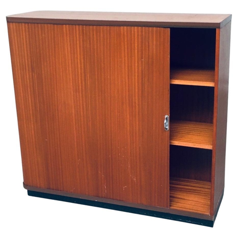 Mid-Century Modern Rollaway Wood File Cabinet