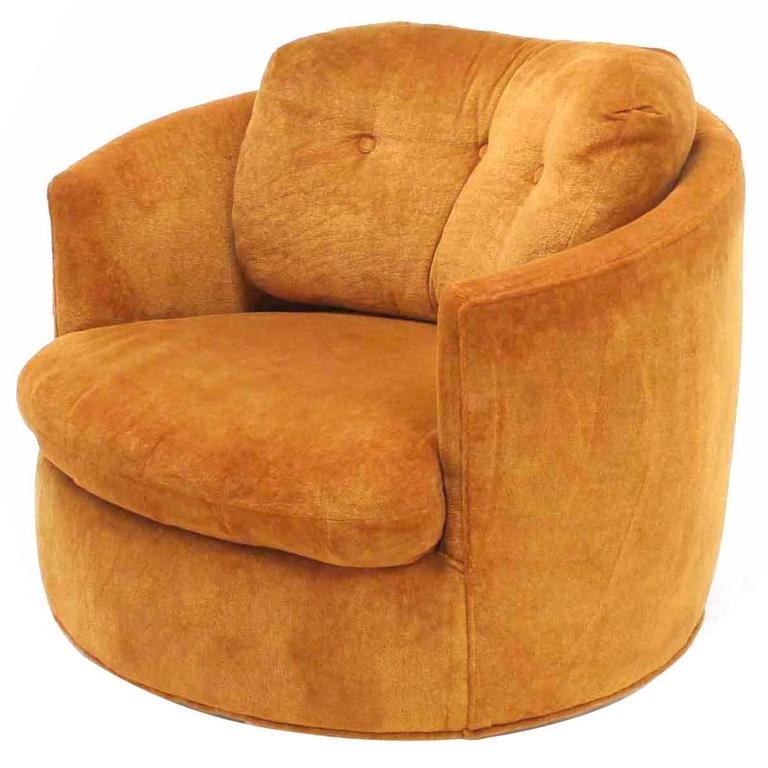 Mid-Century Modern Round Barrel Back Swivel Chair