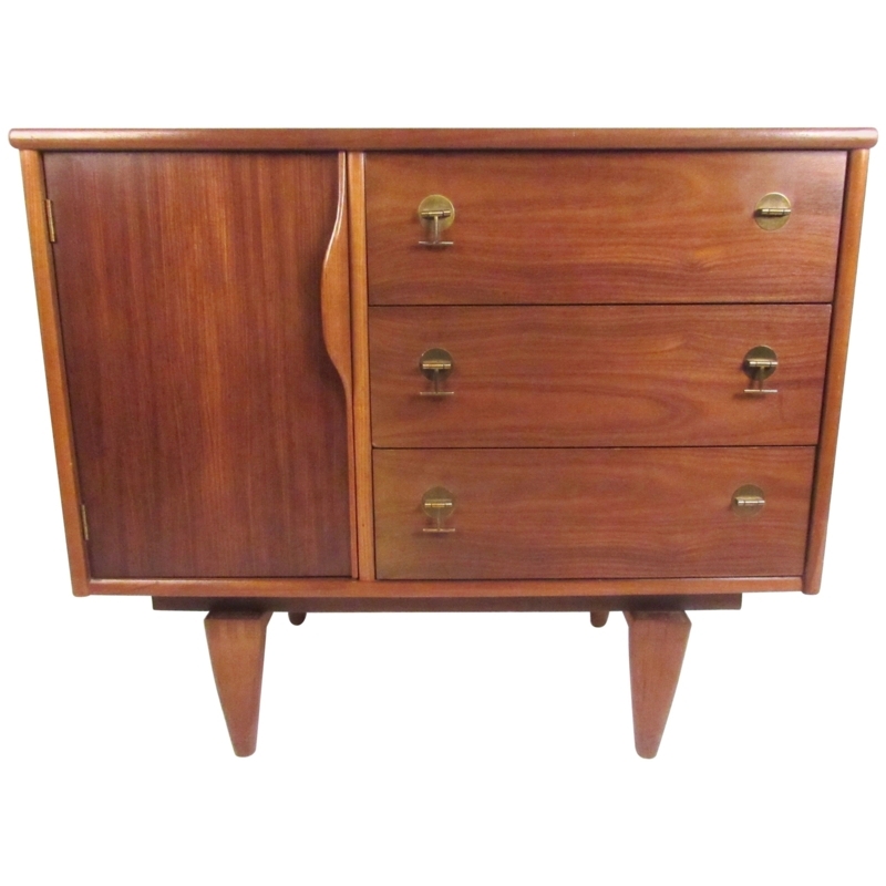 Mid-Century Modern Tall Wood File Cabinet