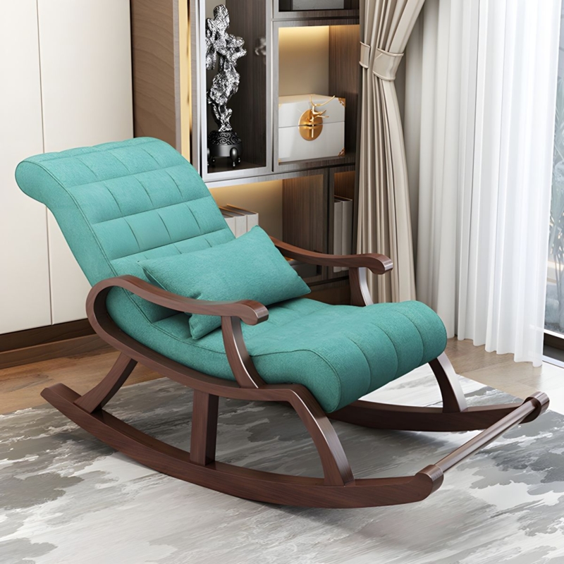 Mid-Century Modern Teal Upholstered Rocking Recliner