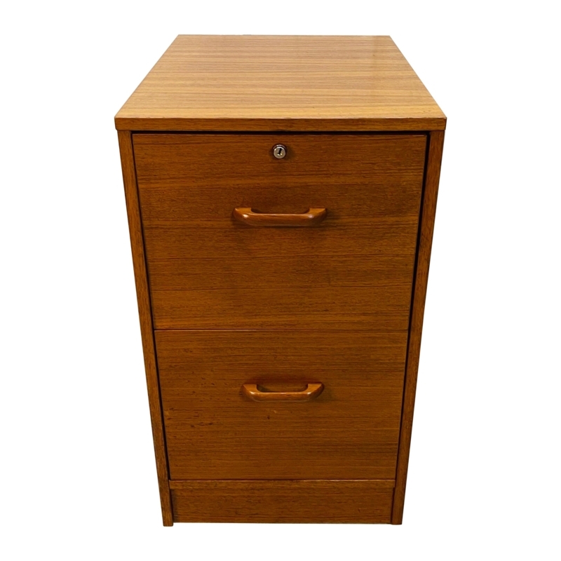 Mid Century Modern Two-Drawer Wood Filing Cabinet