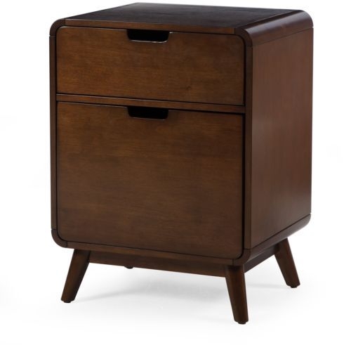 Mid-Century Modern Two-Drawer Wooden File Cabinet