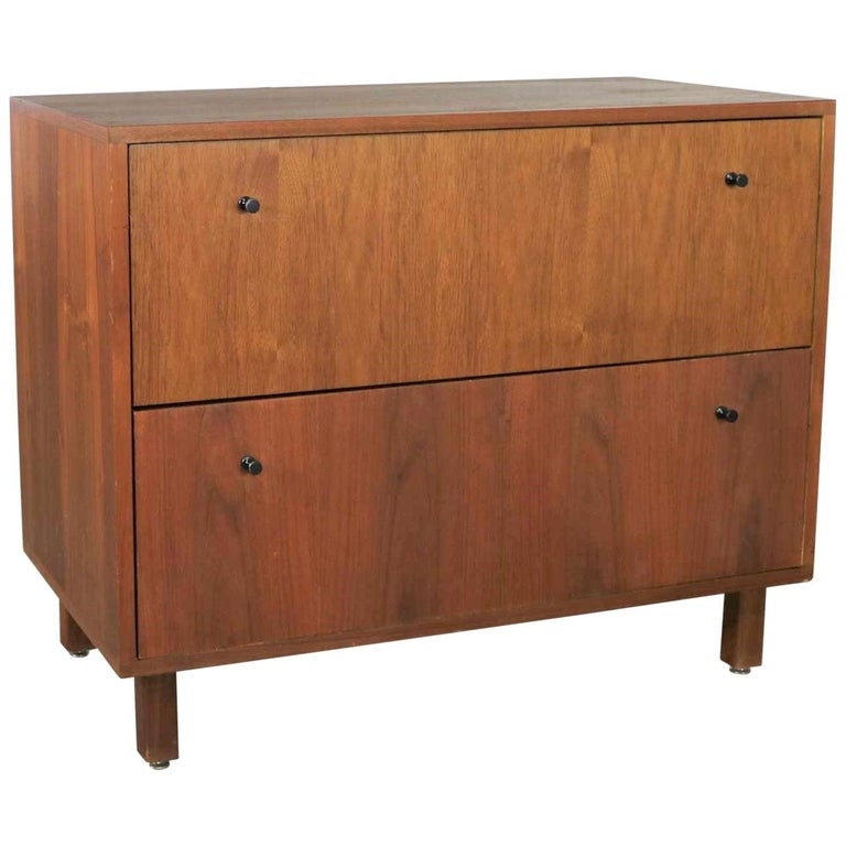 Mid-Century Modern Walnut Two-Drawer File Cabinet
