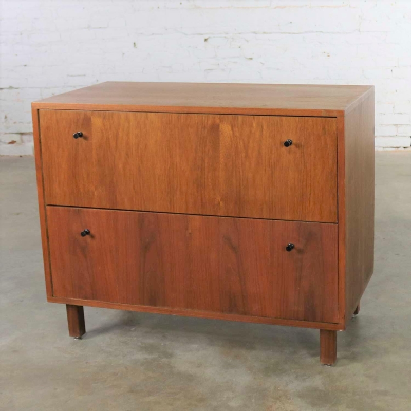 Mid-Century Modern Walnut Two-Drawer File Cabinet
