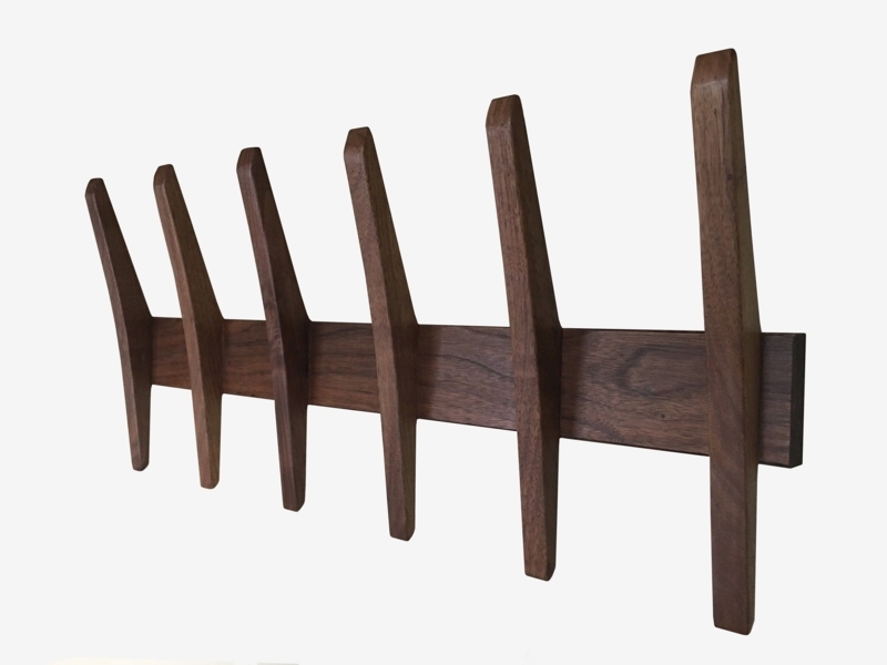 Mid-Century Modern Walnut Wall-Mounted Coat Rack