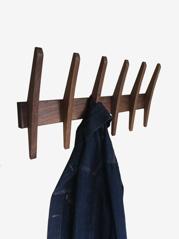 Mid Century Modern Walnut Wall-Mounted Coat Rack