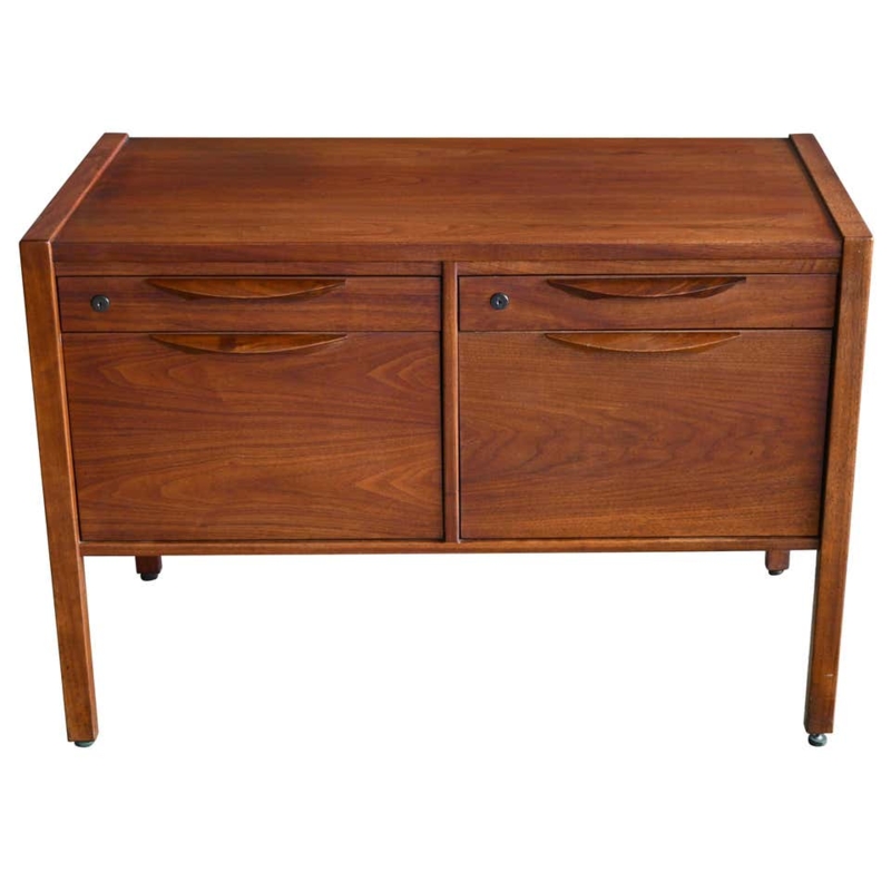 Mid Century Modern Wooden 9-Drawer File Cabinet