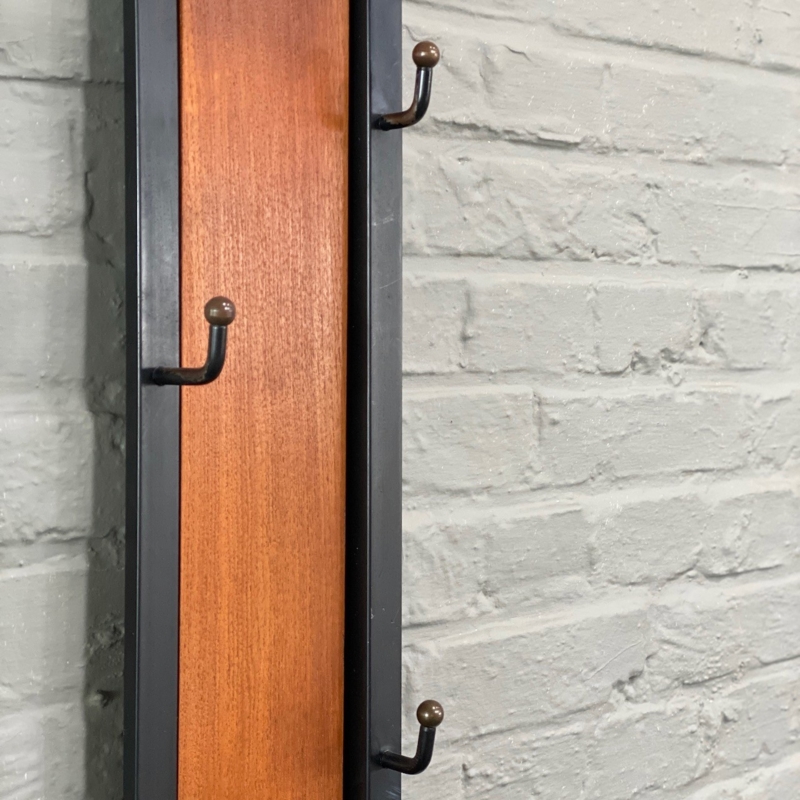 Mid Century Modern Wooden and Metal Coat Rack Design