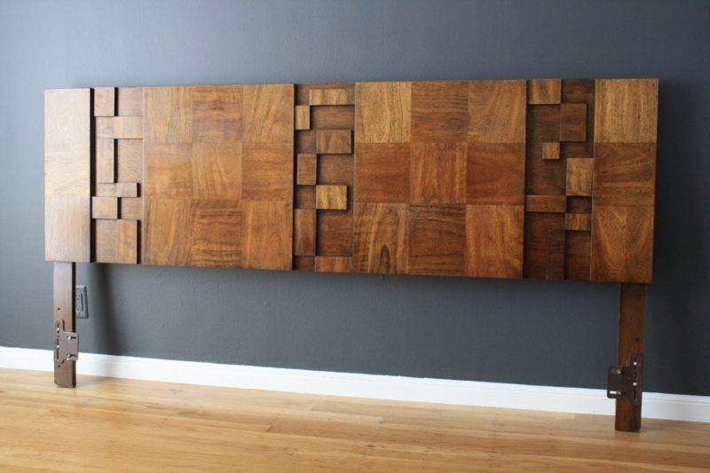 Mid-Century Modern Wooden Geometric Headboard