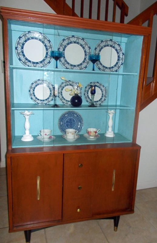 Mid Century Modern Wooden Glass China Cabinet