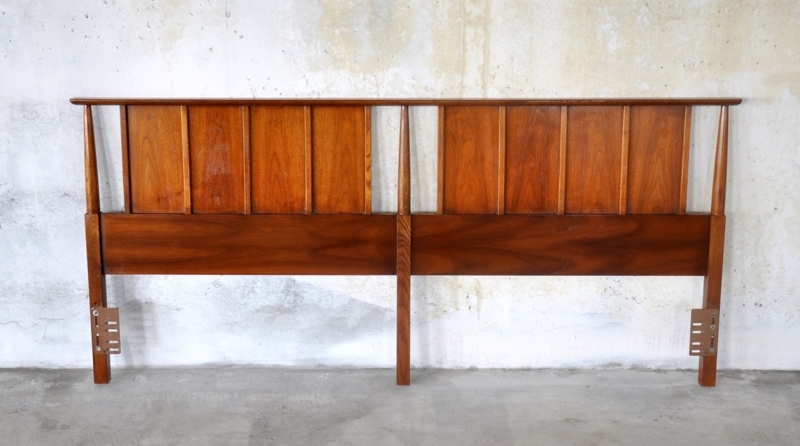 Mid Century Modern Wooden King Size Headboard