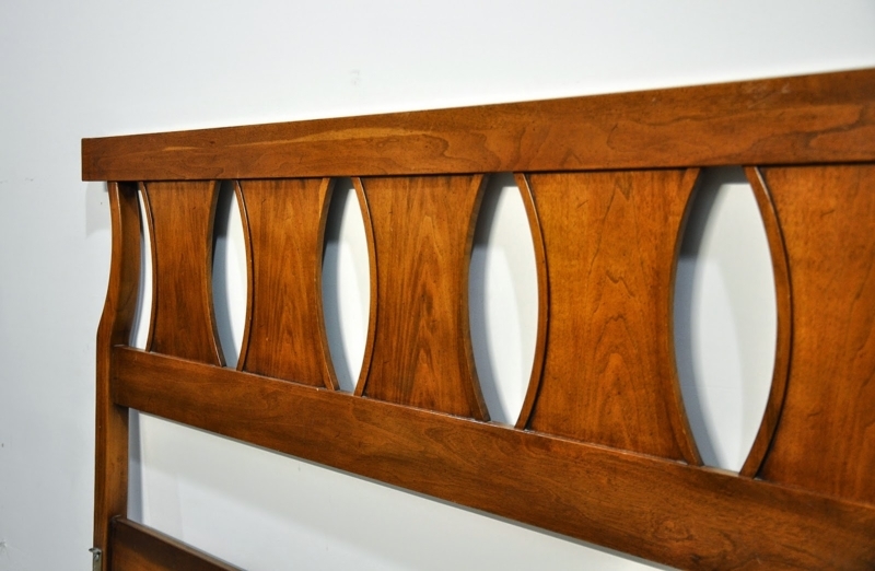 Mid Century Modern Wooden King Size Headboard