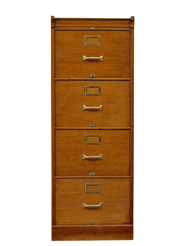 Mid Century Scandinavian Oak Filing Cabinet Storage