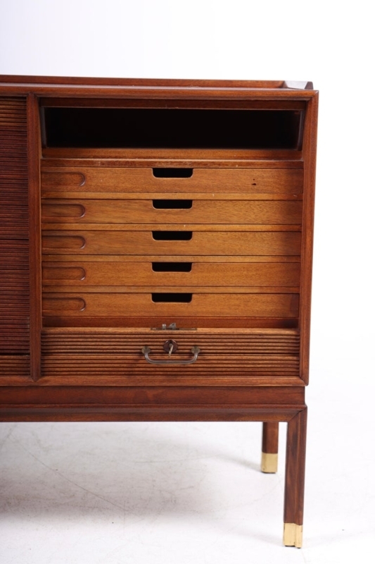 Midcentury File Cabinet in Mahogany with Tambour Doors, 1950s For Sale ...