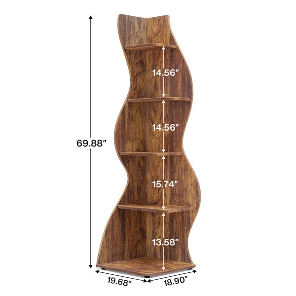 Millwood Pines Arhab Modern Curved Corner Bookcase