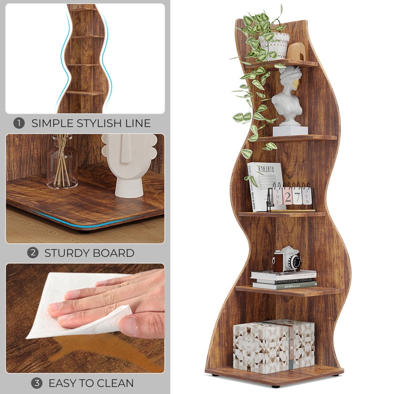 Millwood Pines Arhab Stylish Wooden Corner Bookcase