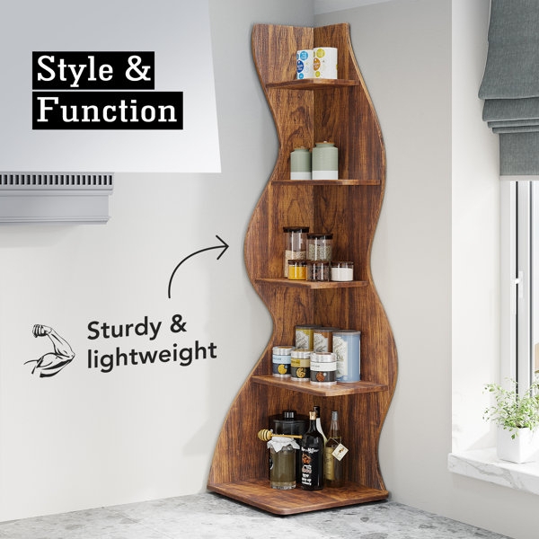 Millwood Pines Stylish Corner Bookcase for Small Spaces