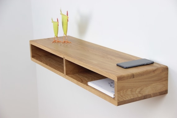 Minimalist Floating Wooden Console Table Organizer