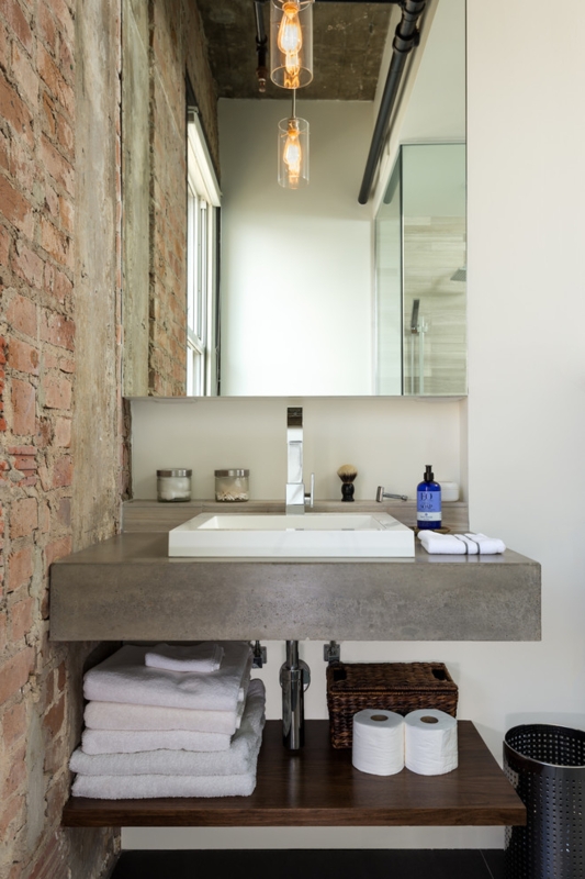 Minimalist Industrial Bathroom Vanity with Concrete Sink