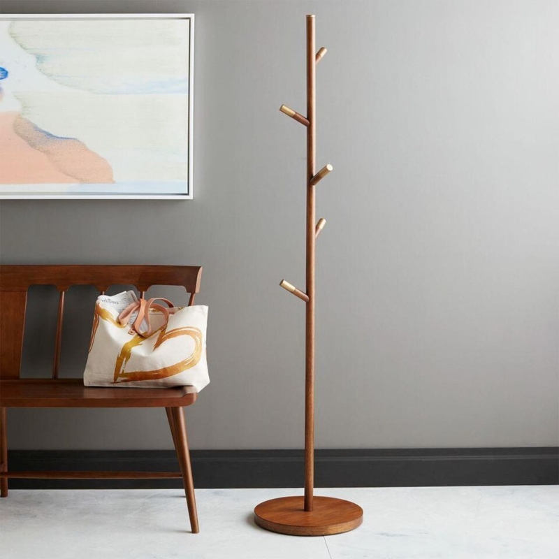 Minimalist Mid-Century Modern Wooden Coat Rack