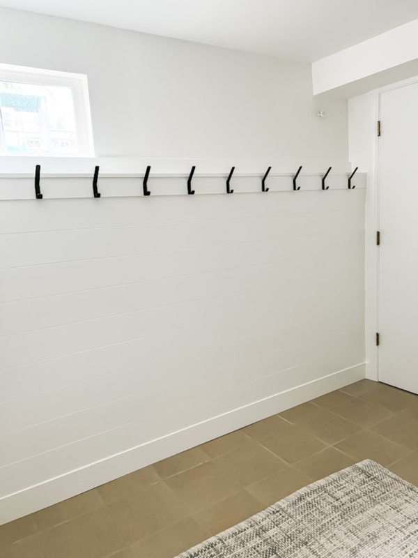 Minimalist White Mudroom Coat Hook Wall