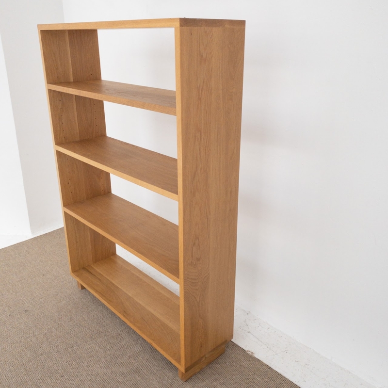 Minimalist White Oak Wooden Bookcase Shelving Unit