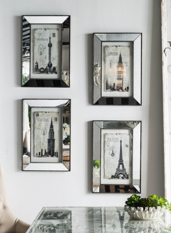 Mirrored Glass Frames with Iconic City Skylines