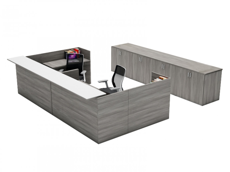 Modern 2-Person Reception Desk with Storage
