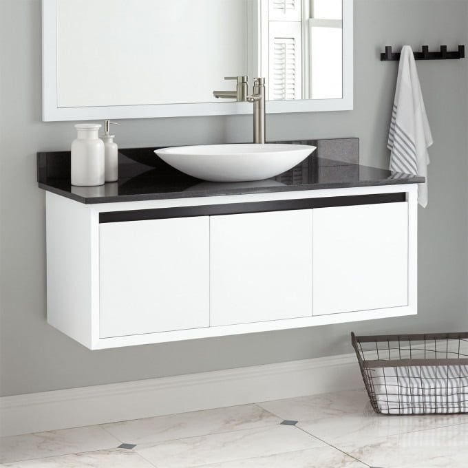 Modern 48-Inch Wall-Mount Vessel Sink Vanity